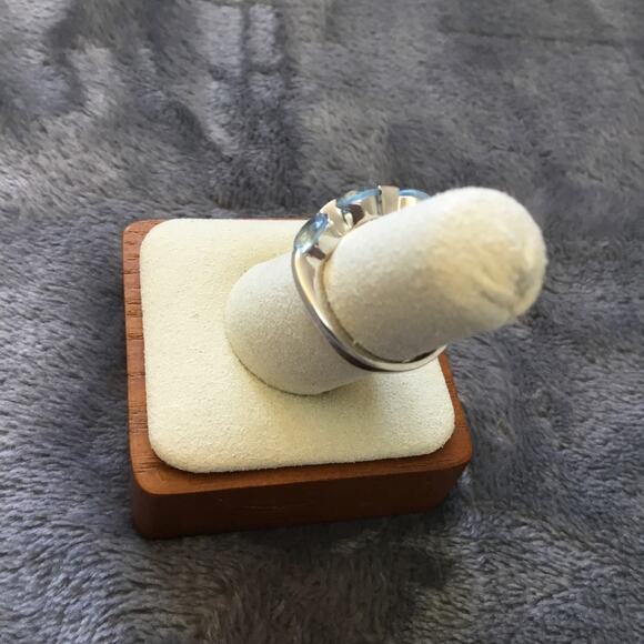 Sterling Silver Blue Trio Crystal Ring - Picture 3 of 8